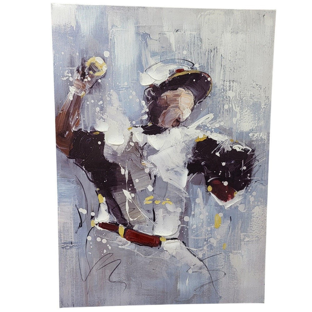 Abstract Baseball Pitcher Canvas Wall Art‎ Textured Sports Gallery Wrap 20x28